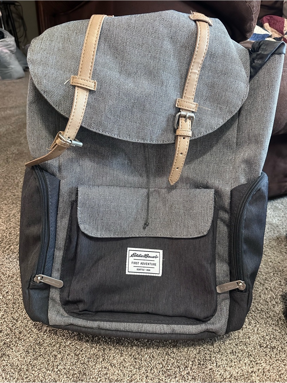 Eddie Bauer Gray & Tan Two-Tone Men's Backpack